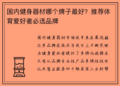 国内健身器材哪个牌子最好？推荐体育爱好者必选品牌